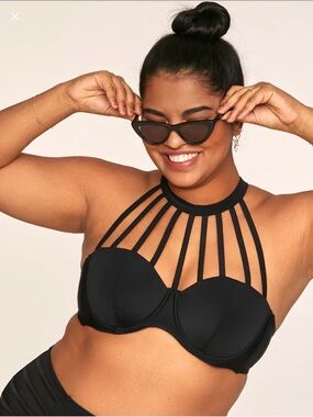 Adore Me Enisa Plus Size Sexy Balconette Underwire Swim Top (Size: 42DDD)(EUC)